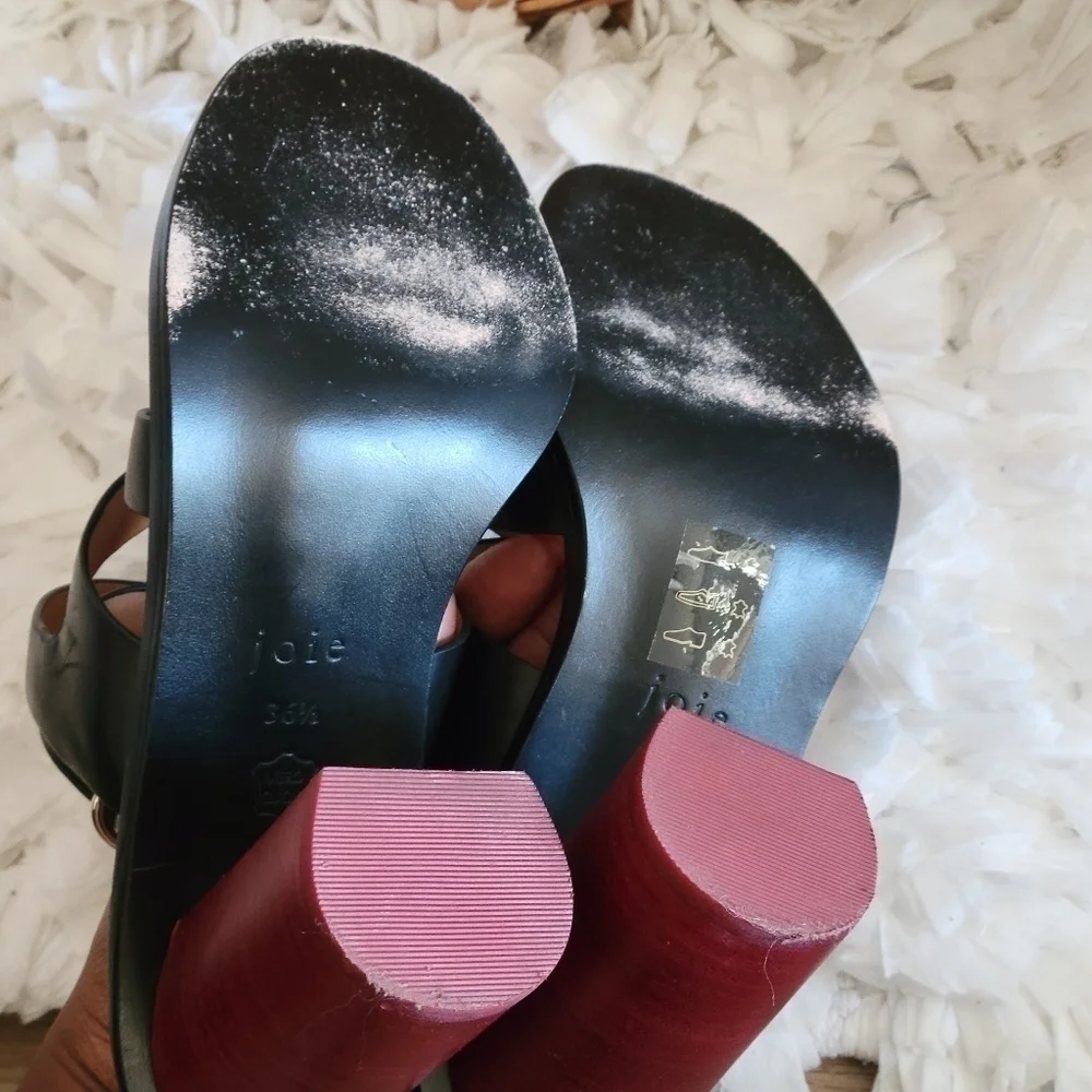 JOIE black Strappy Block Heel Sandals Summer Shoes